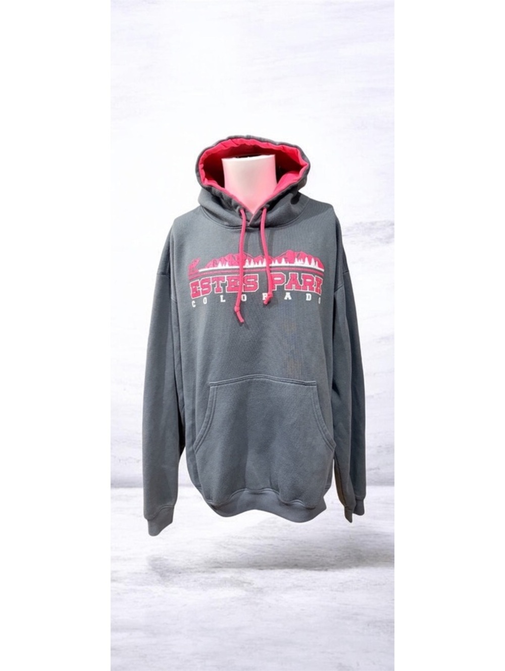 Estes Park Colorado Gray and Pink Hoodie Sweatshirt